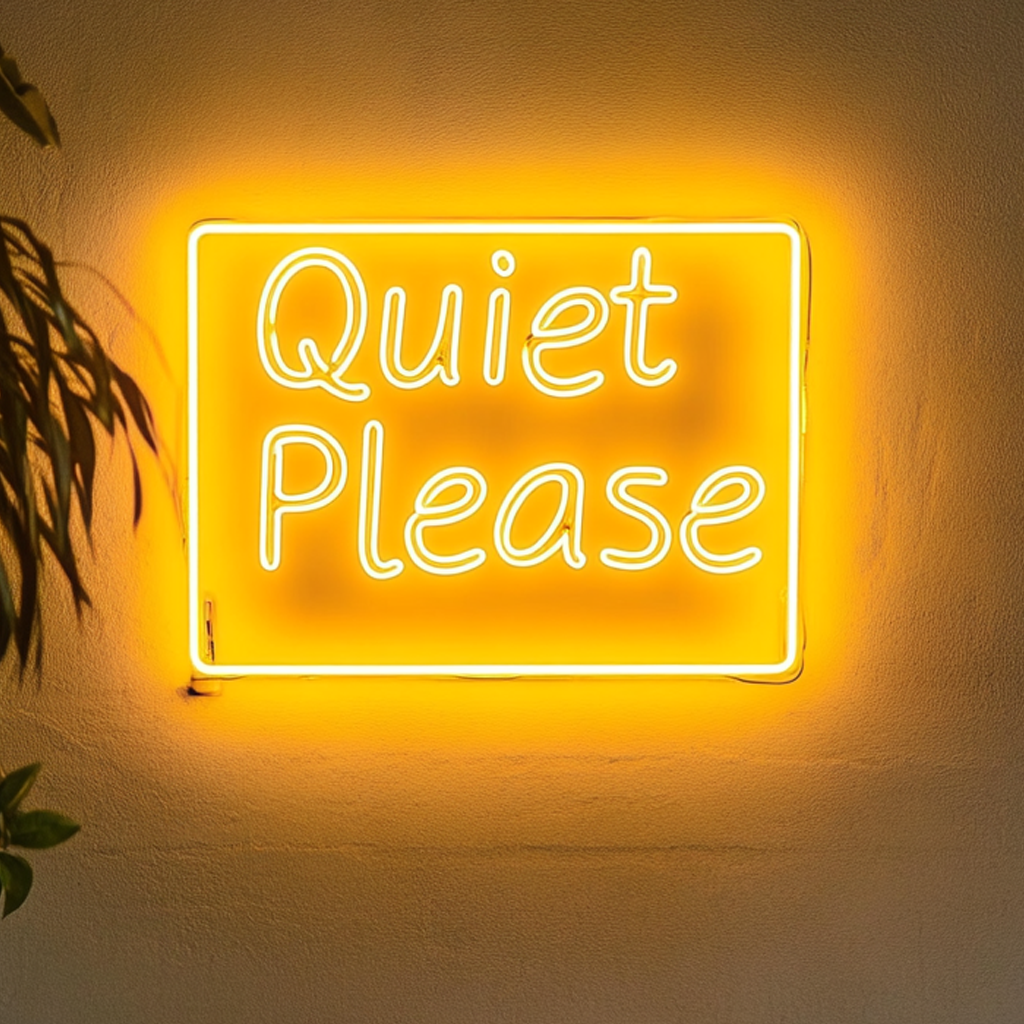 "Quiet Please" - Yellow Neon Sign, 24 Inches