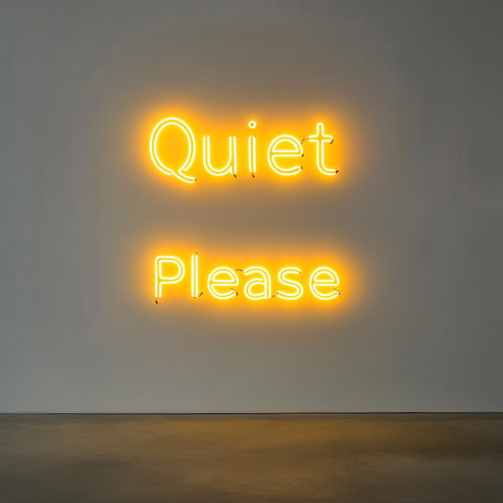 "Quiet Please" - Yellow Neon Sign, 24 Inches