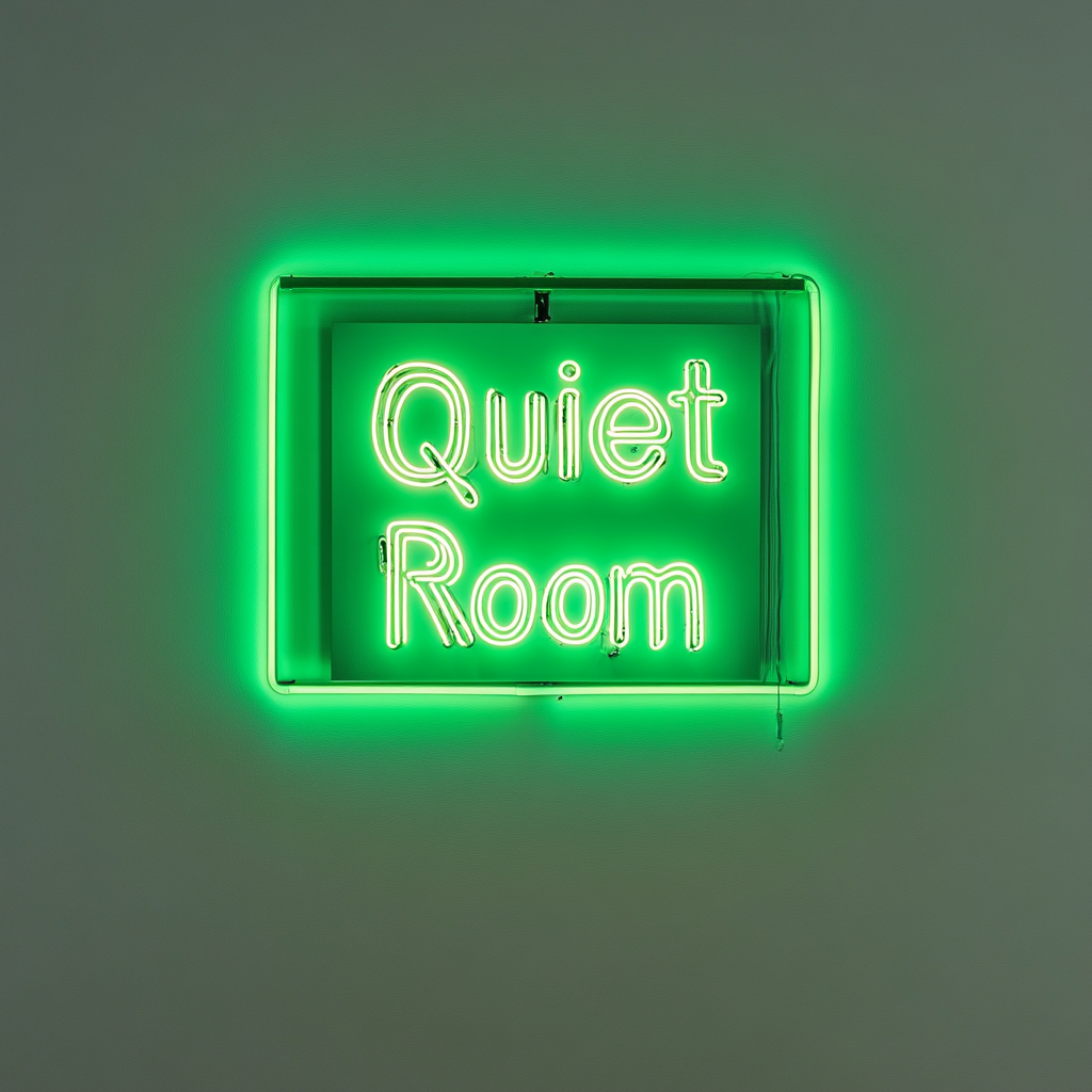 "Quiet Room" - Green Neon Sign, 24 Inches