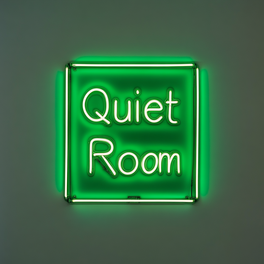 "Quiet Room" - Green Neon Sign, 24 Inches