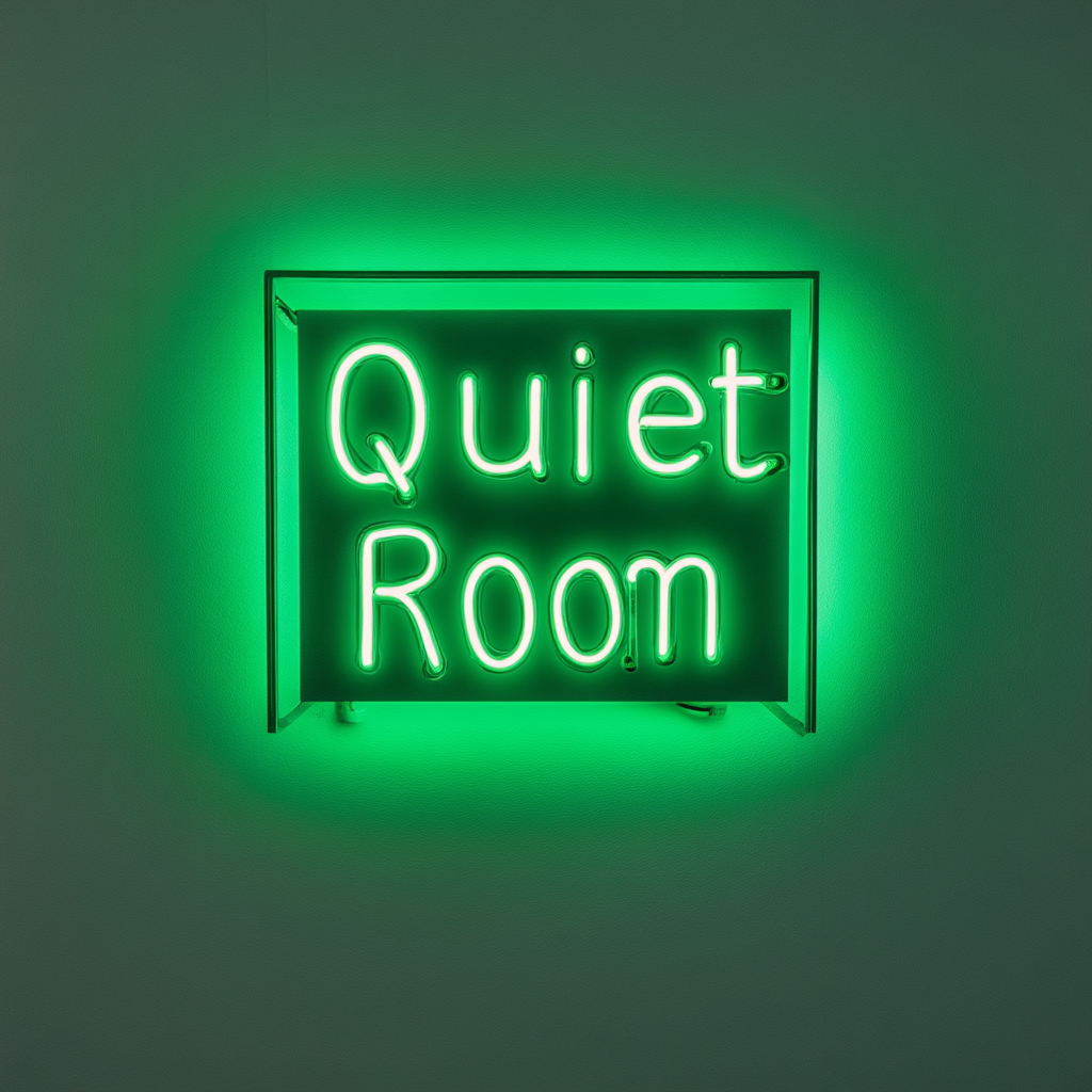 "Quiet Room" - Green Neon Sign, 24 Inches