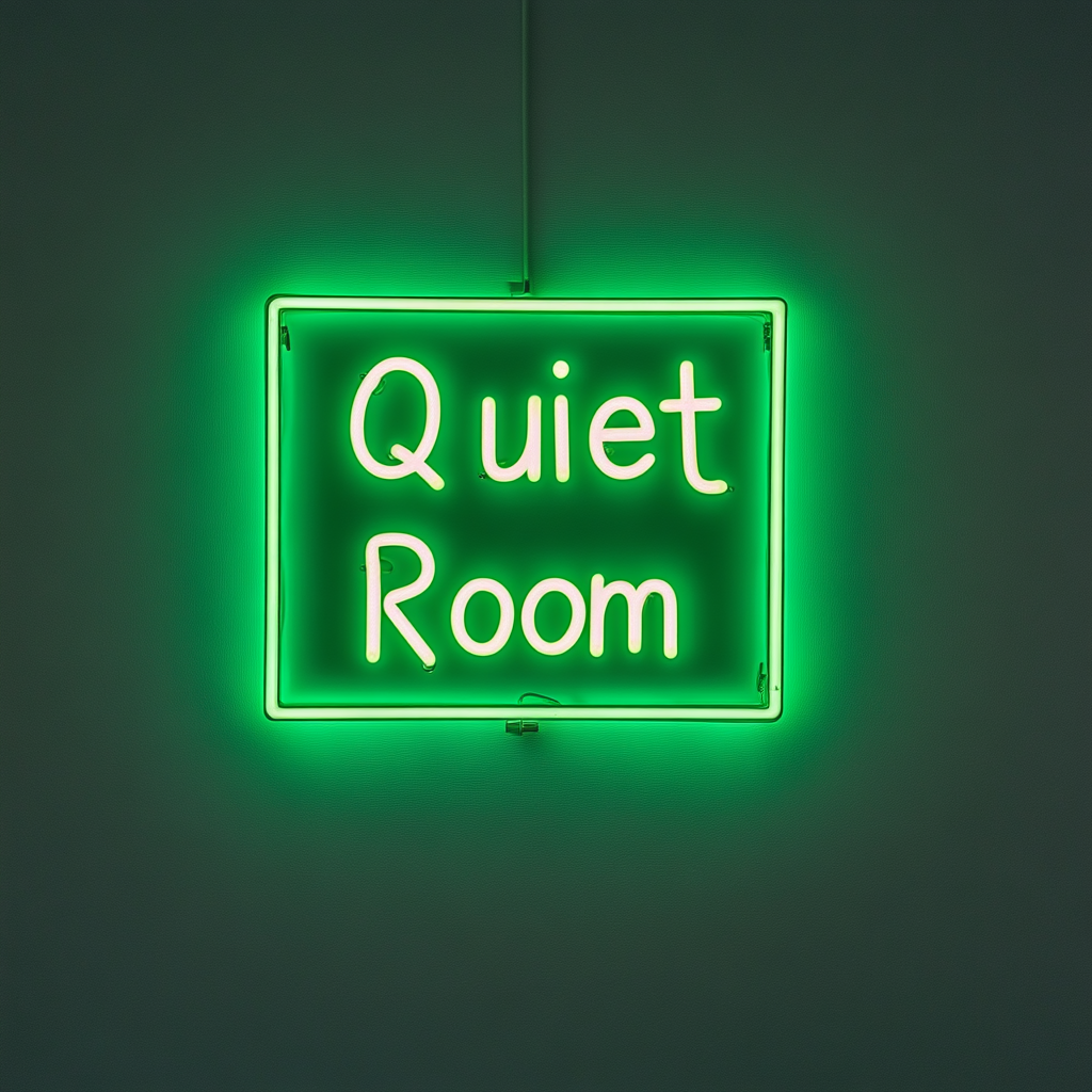 "Quiet Room" - Green Neon Sign, 24 Inches