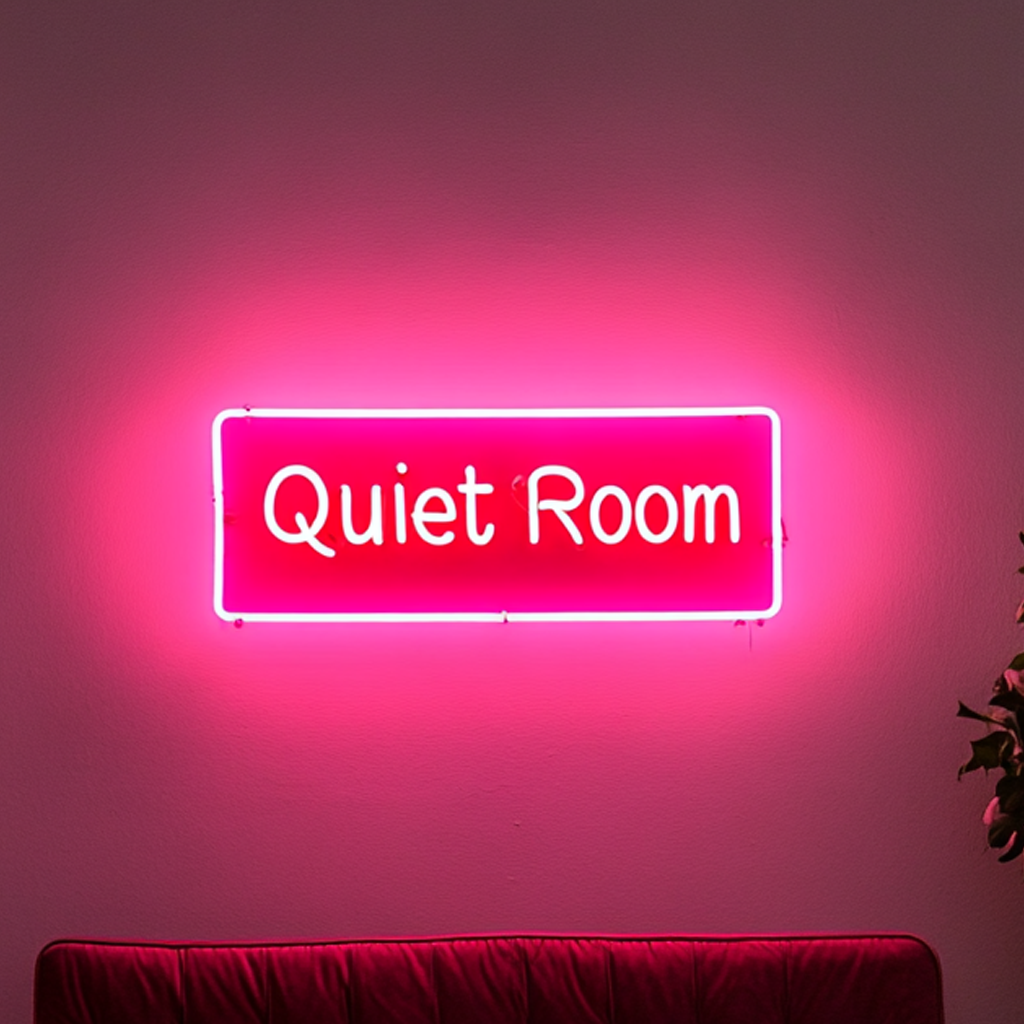 "Quiet Room" - Pink Neon Sign, 24 Inches
