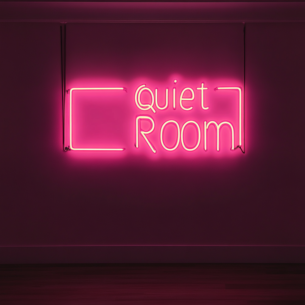 "Quiet Room" - Pink Neon Sign, 24 Inches