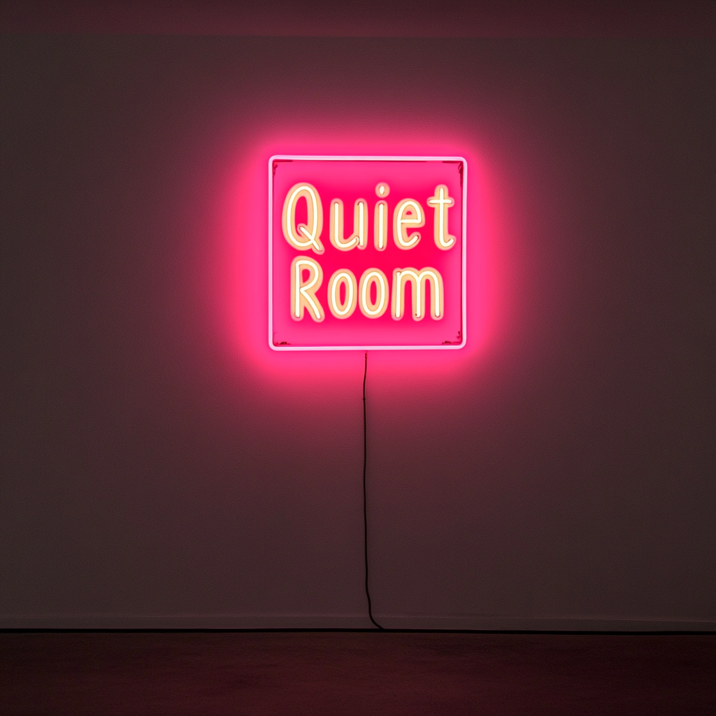 "Quiet Room" - Pink Neon Sign, 24 Inches