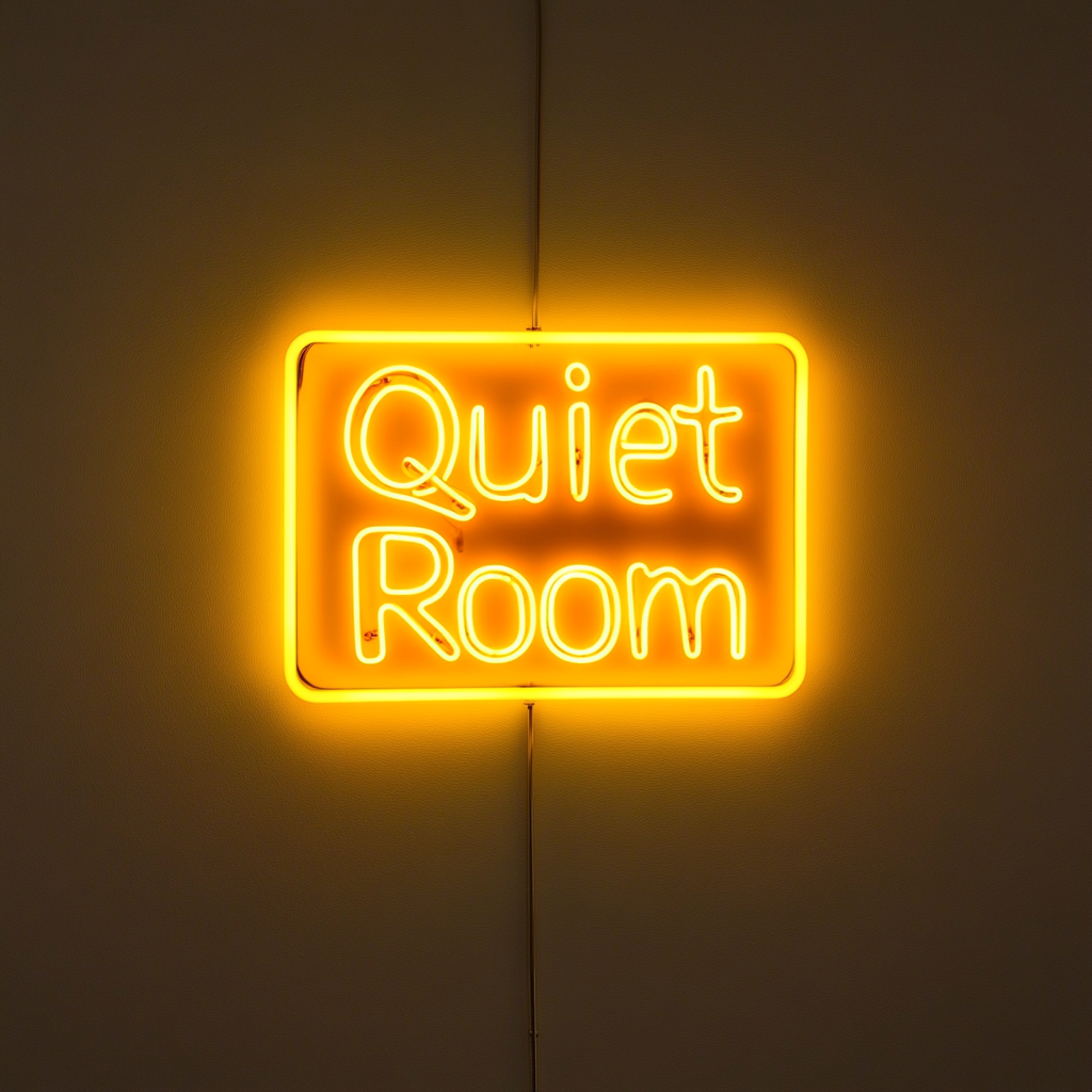 "Quiet Room" - Yellow Neon Sign, 24 Inches