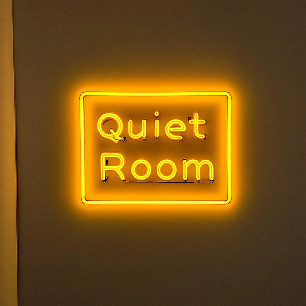 "Quiet Room" - Yellow Neon Sign, 24 Inches