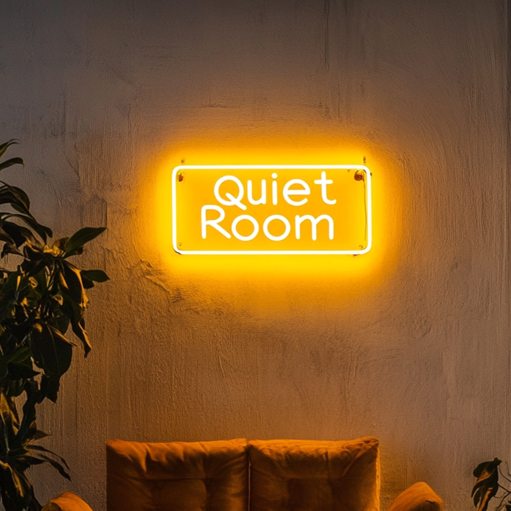 "Quiet Room" - Yellow Neon Sign, 24 Inches