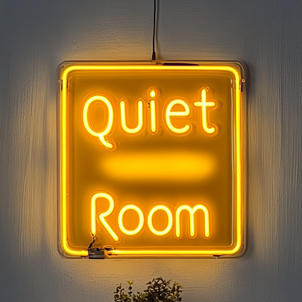"Quiet Room" - Yellow Neon Sign, 24 Inches