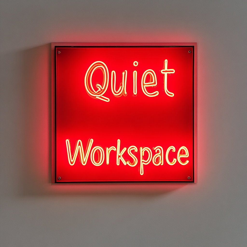 "Quiet Workspace" - Red Neon Sign, 24 Inches