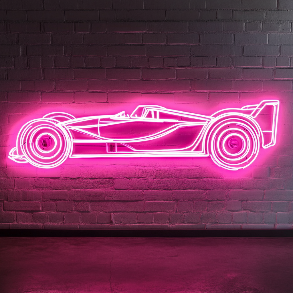 Race Car - Pink Neon Sign, 18 Inches