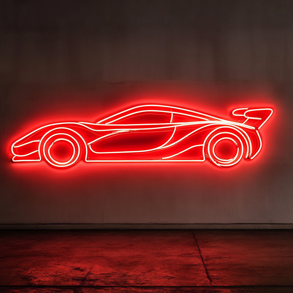 Race Car - Red Neon Sign, 18 Inches