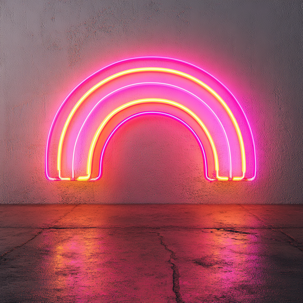 Rainbow - Pink Neon Sign, 18 Inches