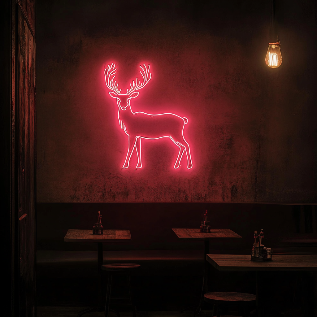 Raindeer - Pink Neon Sign, 24 Inches