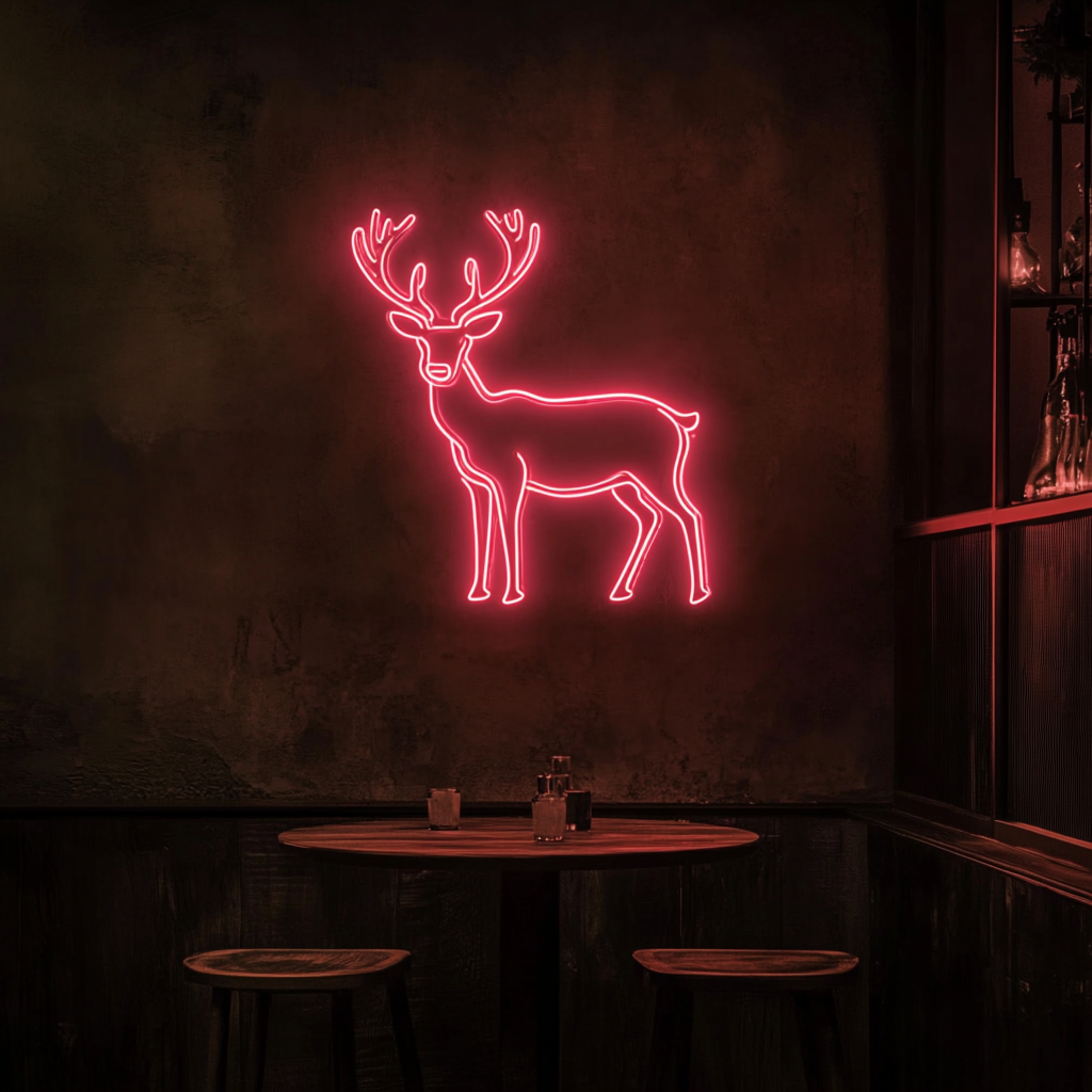 Raindeer - Pink Neon Sign, 18 Inches