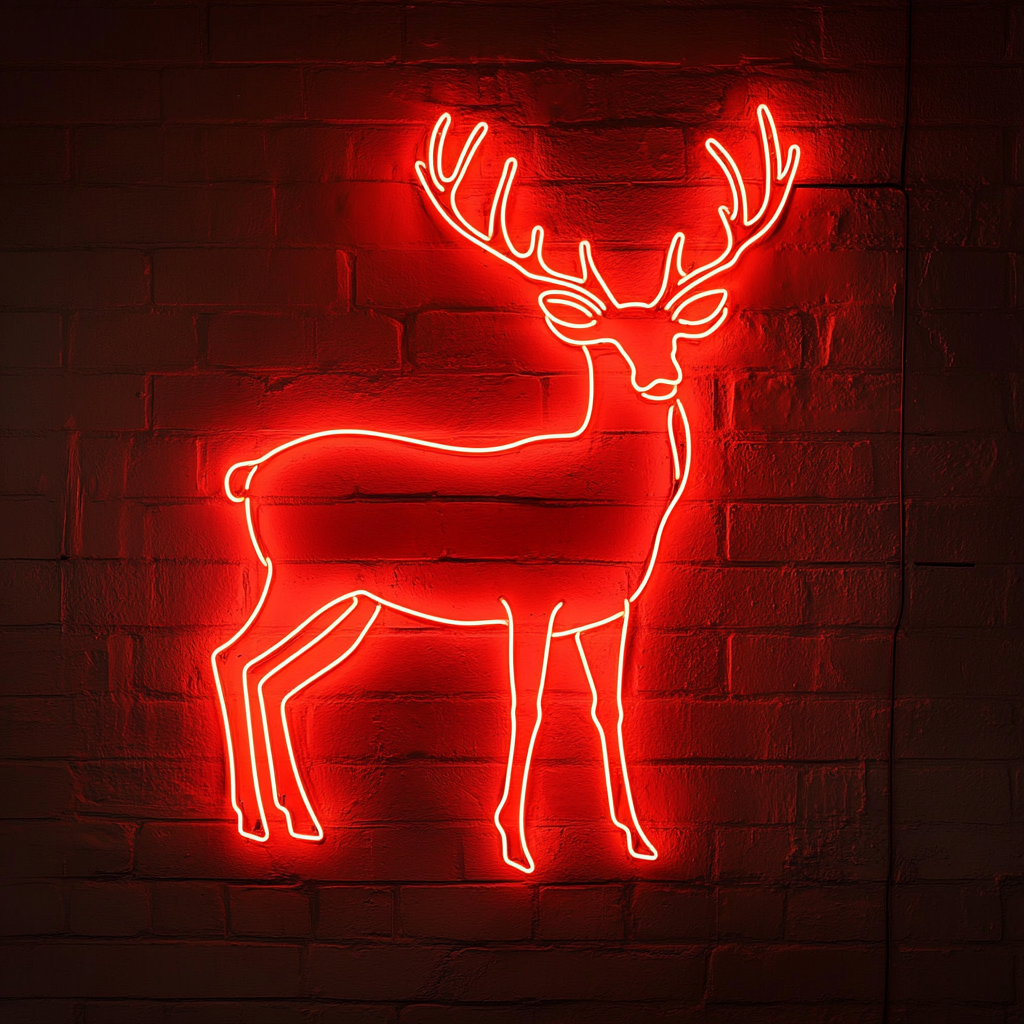 Raindeer - Red Neon Sign, 24 Inches