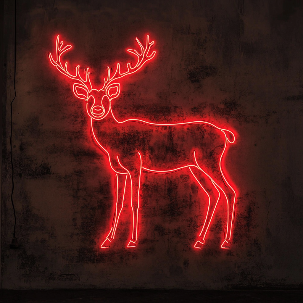 Raindeer - Red Neon Sign, 24 Inches