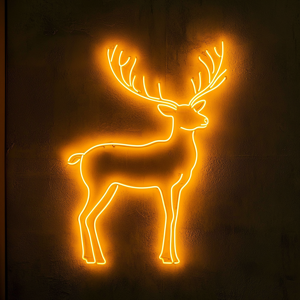 Raindeer - Yellow Neon Sign, 24 Inches