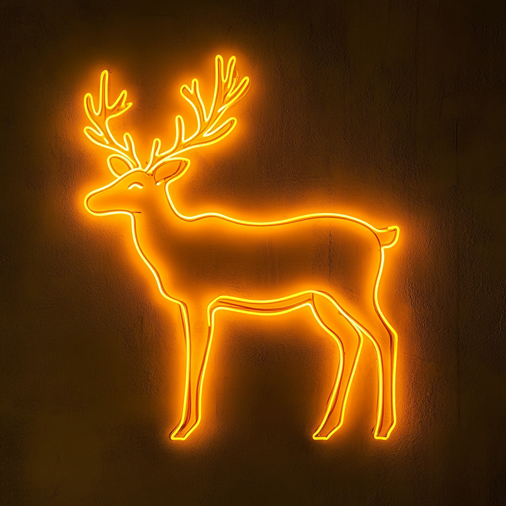 Raindeer - Yellow Neon Sign, 24 Inches