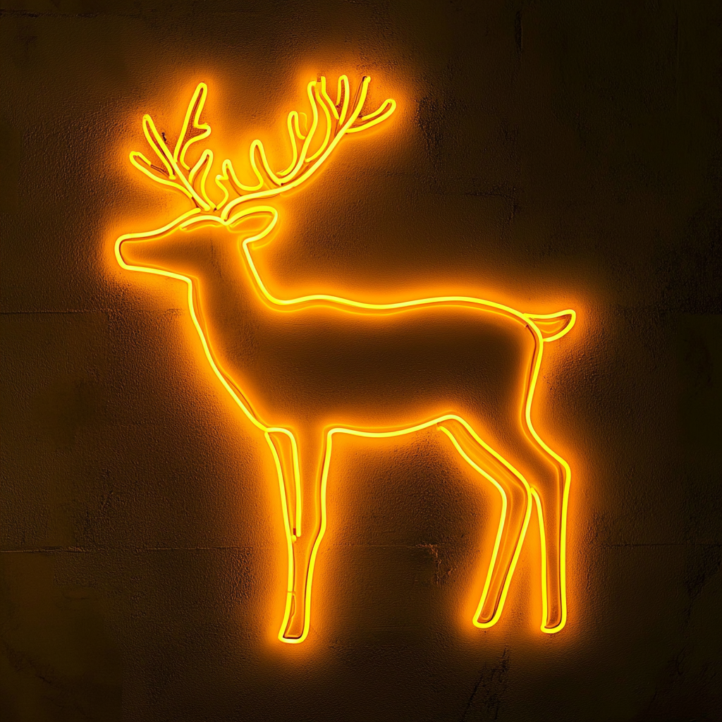 Raindeer - Yellow Neon Sign, 24 Inches