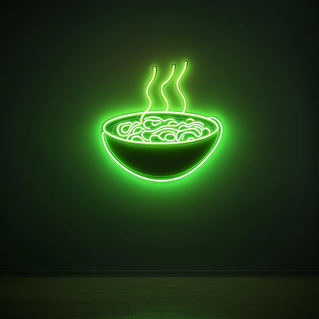 Ramen Bowl - Green Neon Sign, 24 Inches