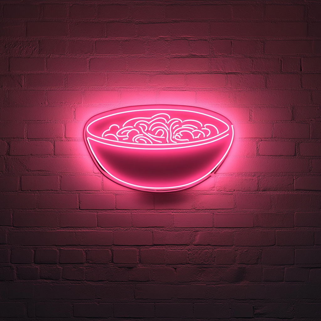 Ramen Bowl - Pink Neon Sign, 18 Inches