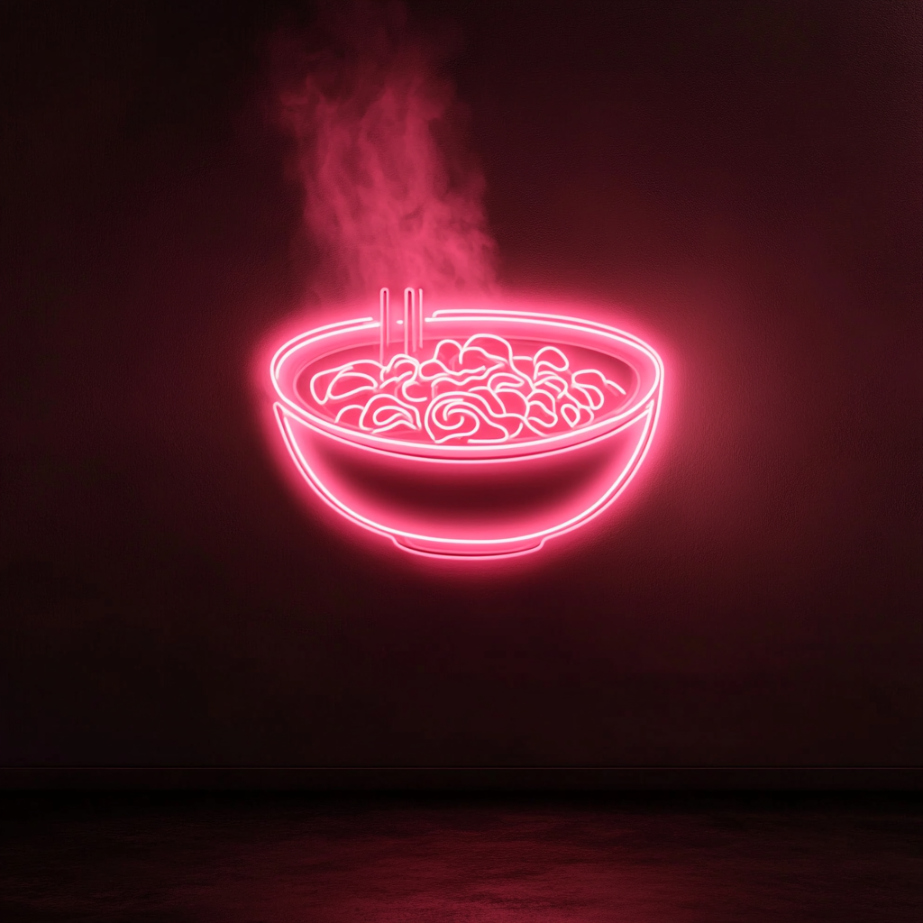 Ramen Bowl - Pink Neon Sign, 18 Inches