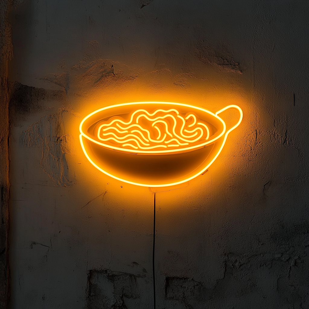 Ramen Bowl - Yellow Neon Sign, 18 Inches