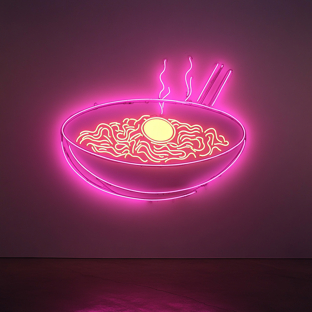 Ramen Noodles with Egg - Pink Neon Sign, 18 Inches