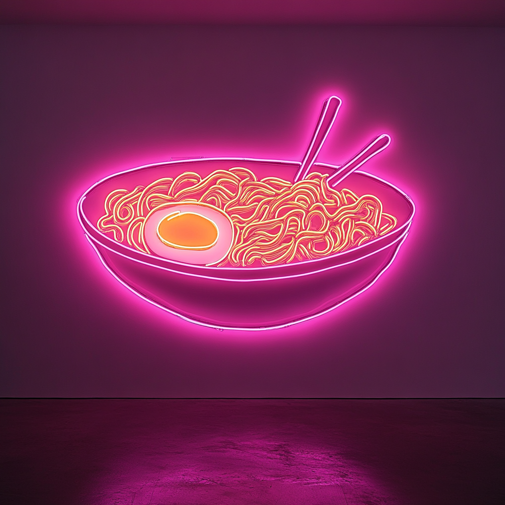 Ramen Noodles with Egg - Pink Neon Sign, 24 Inches