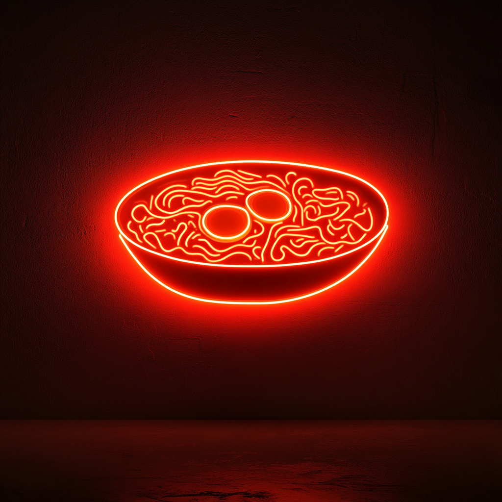 Ramen Noodles with Egg - Red Neon Sign, 24 Inches