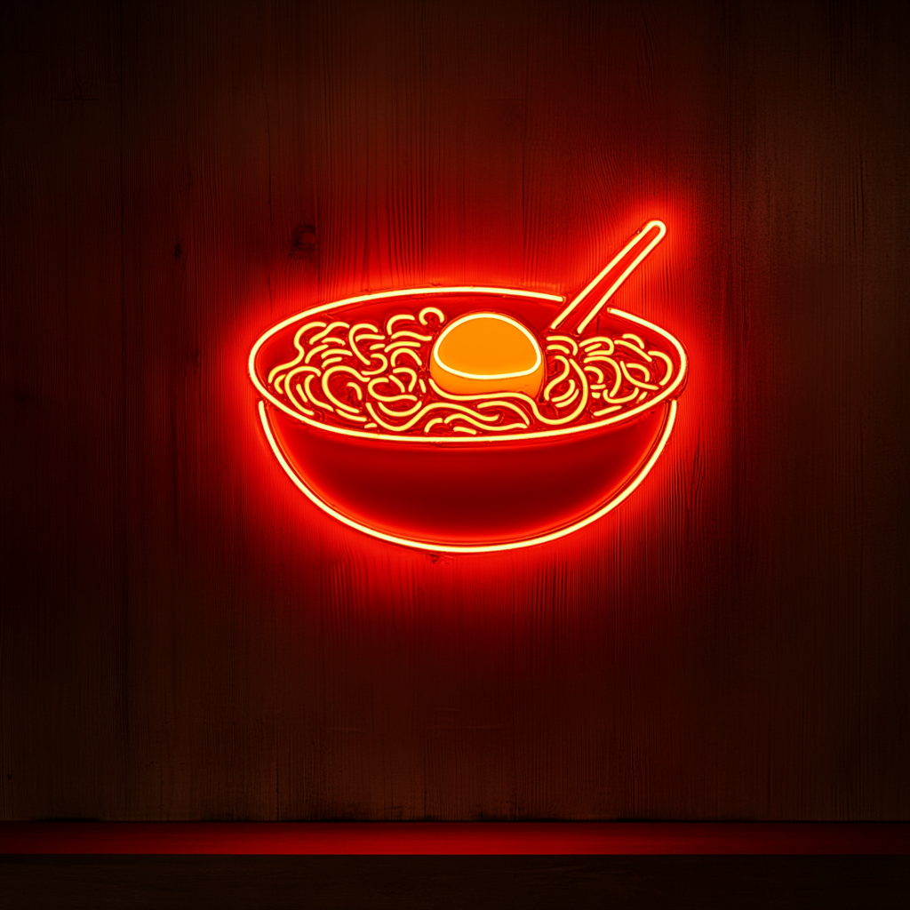 Ramen Noodles with Egg - Red Neon Sign, 24 Inches