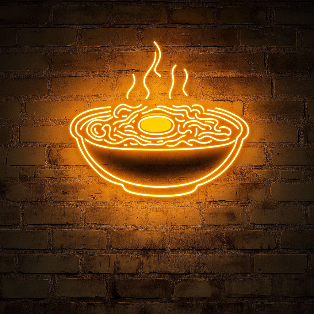 Ramen Noodles with Egg - Yellow Neon Sign, 24 Inches