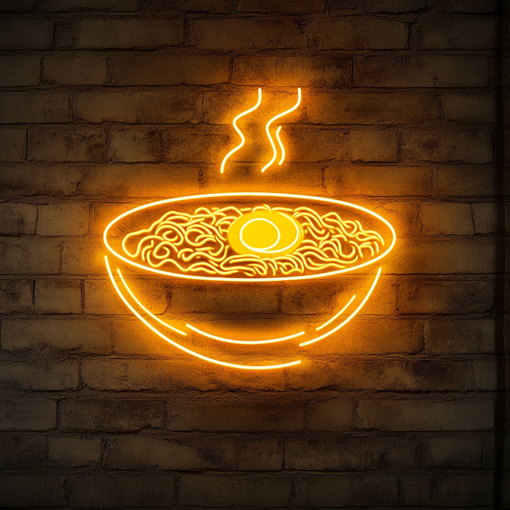 Ramen Noodles with Egg - Yellow Neon Sign, 18 Inches