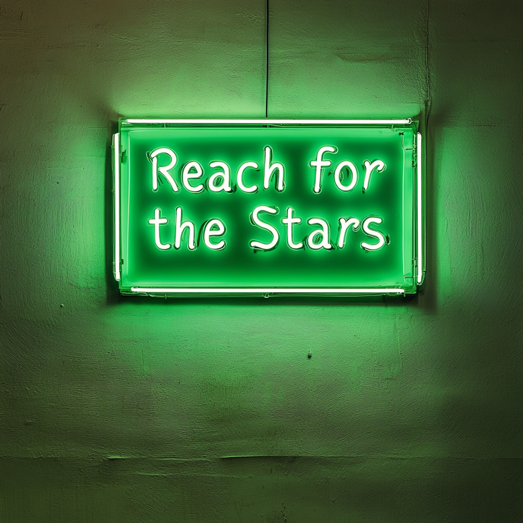 Reach for the Stars - Green Neon Sign, 24 Inches