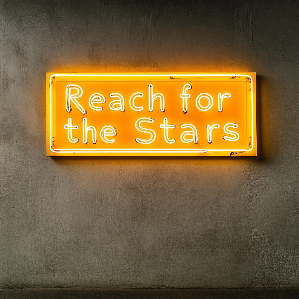Reach for the Stars - Yellow Neon Sign, 18 Inches