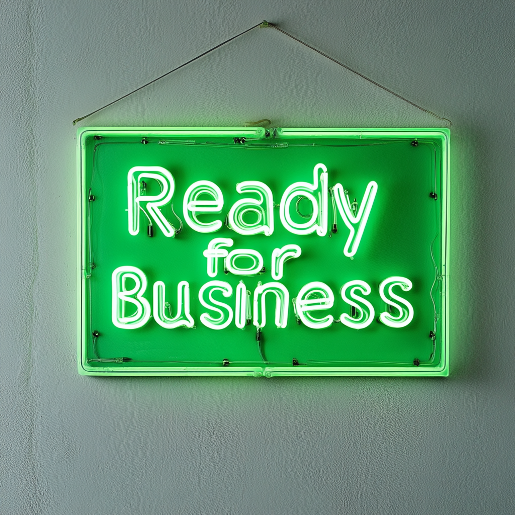 "Ready for Business" - Green Neon Sign, 24 Inches