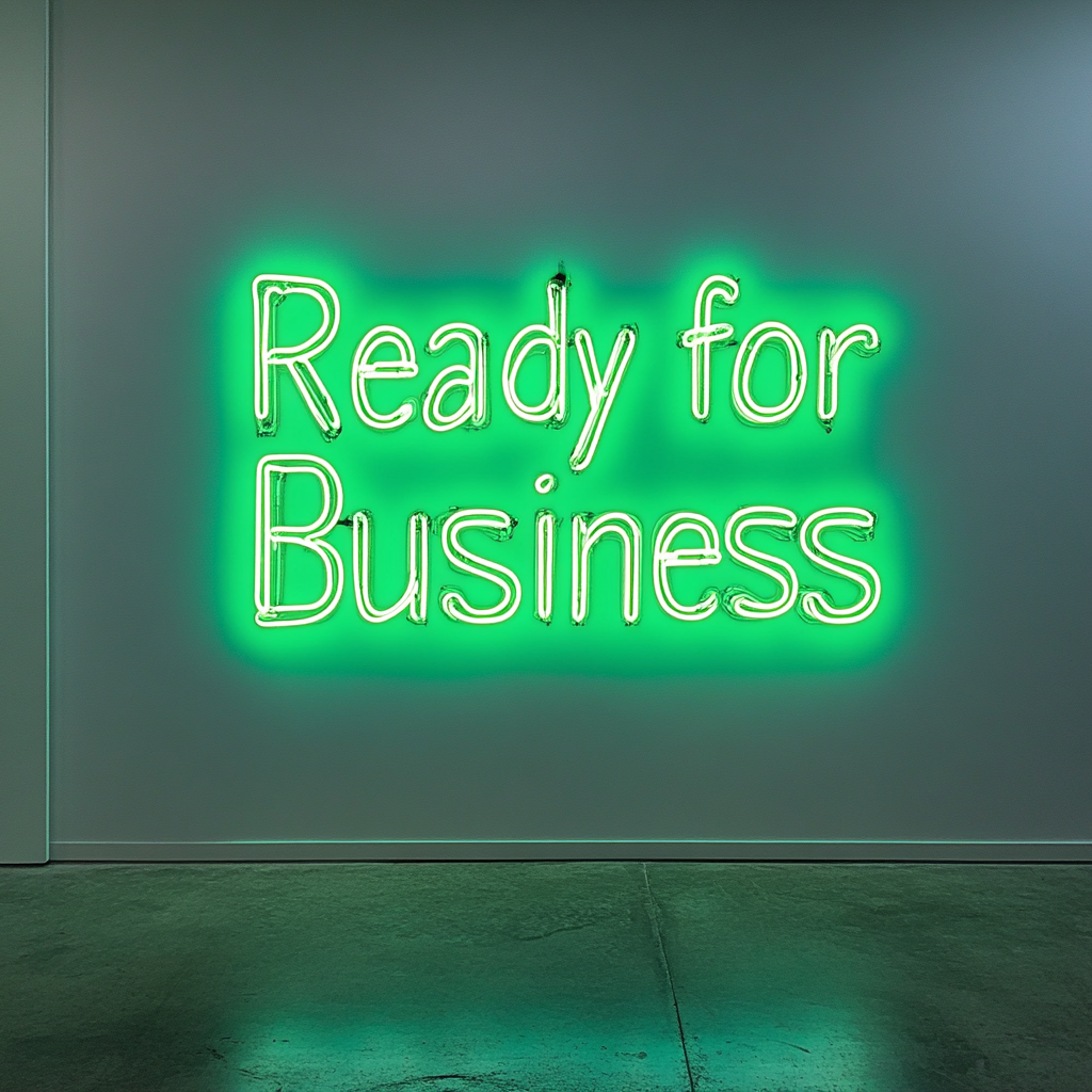 "Ready for Business" - Green Neon Sign, 24 Inches