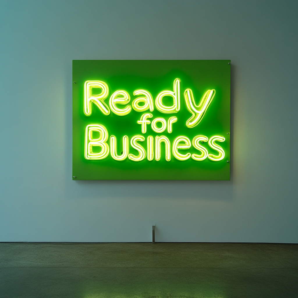 "Ready for Business" - Green Neon Sign, 24 Inches
