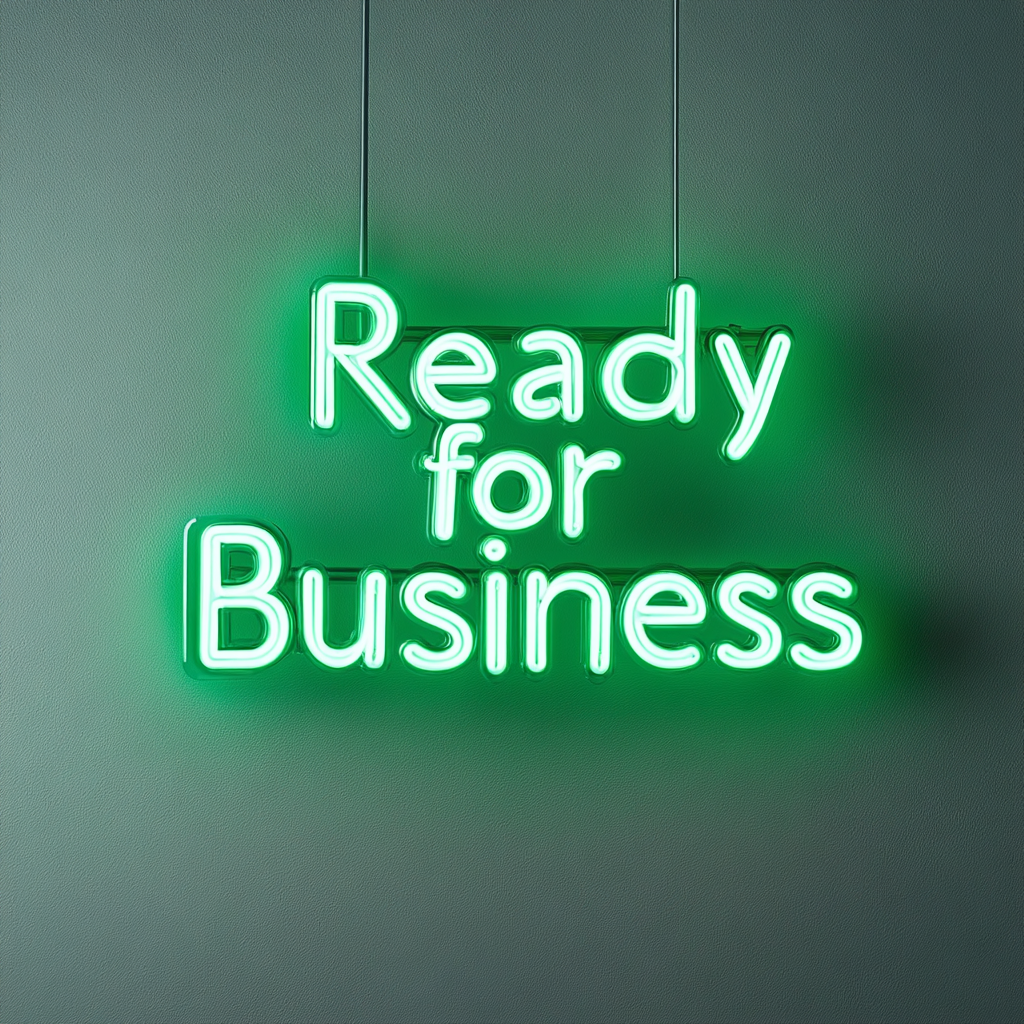 "Ready for Business" - Green Neon Sign, 24 Inches