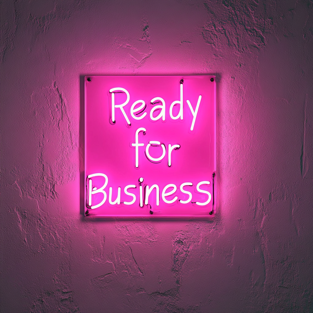 "Ready for Business" - Pink Neon Sign, 24 Inches
