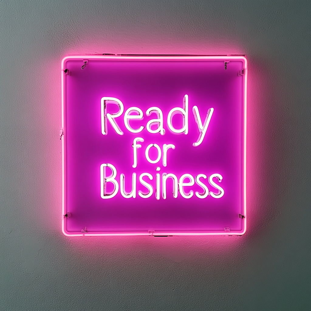 "Ready for Business" - Pink Neon Sign, 24 Inches