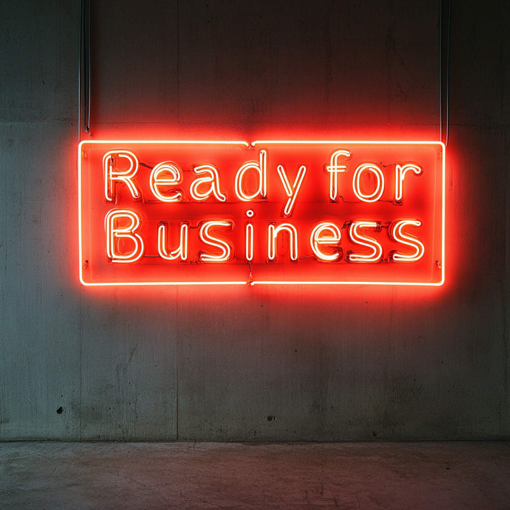 "Ready for Business" - Red Neon Sign, 24 Inches