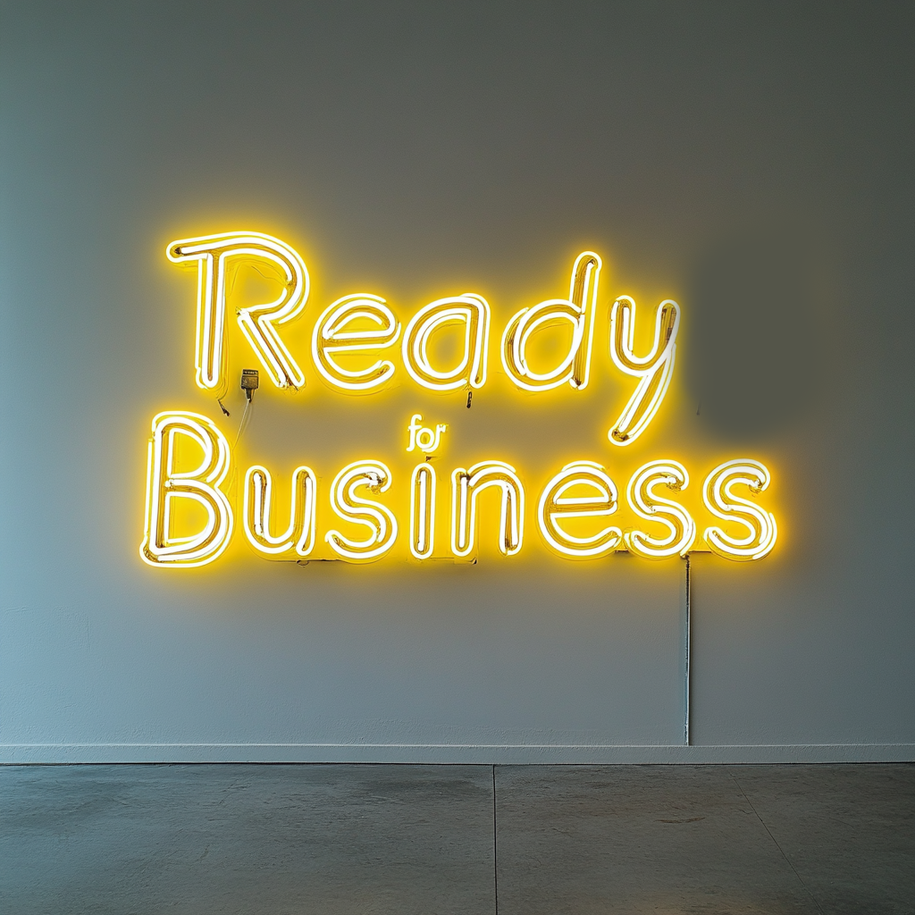 "Ready for Business" - Yellow Neon Sign, 24 Inches