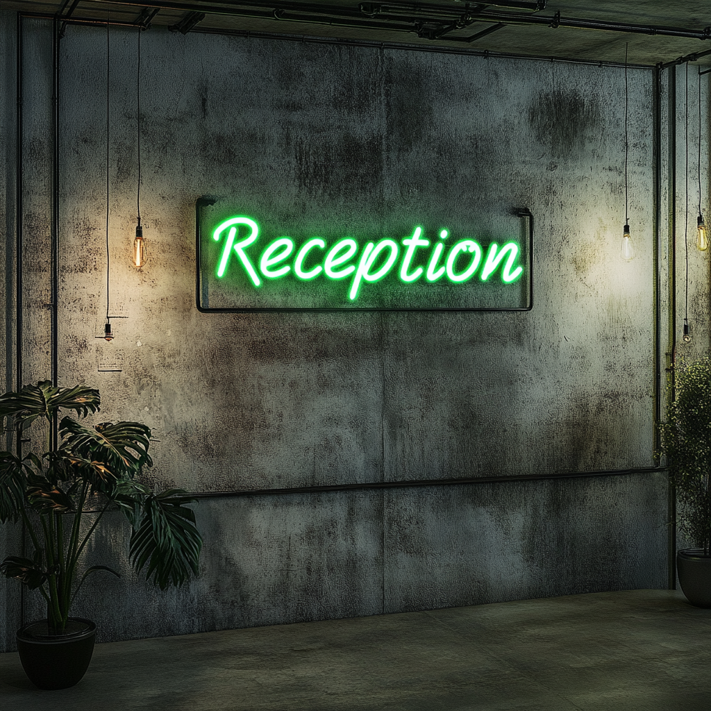 "Reception" - Green Neon Sign, 24 Inches