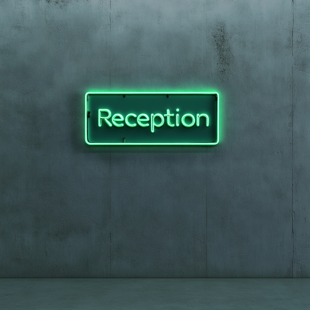 "Reception" - Green Neon Sign, 24 Inches