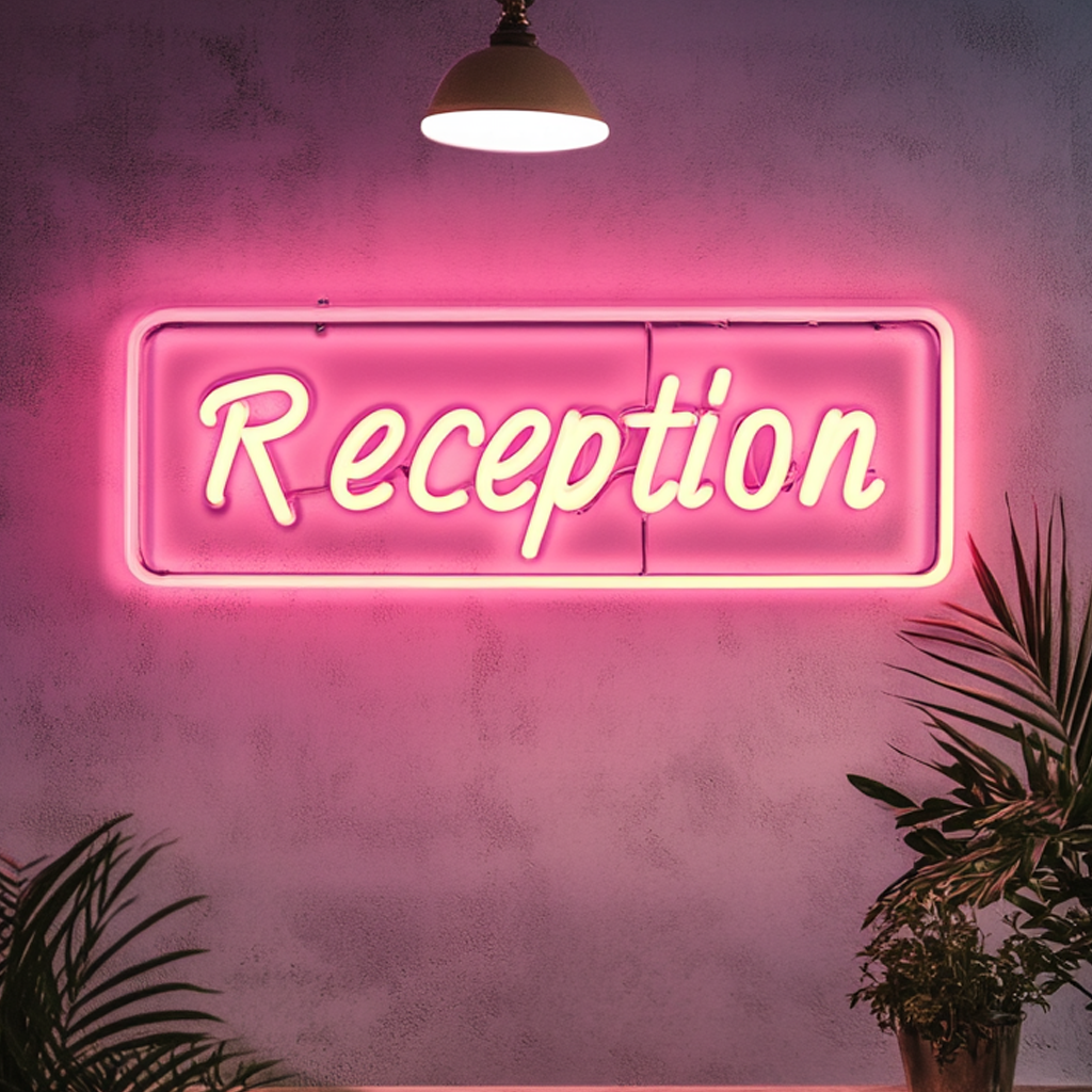 "Reception" - Pink Neon Sign, 24 Inches