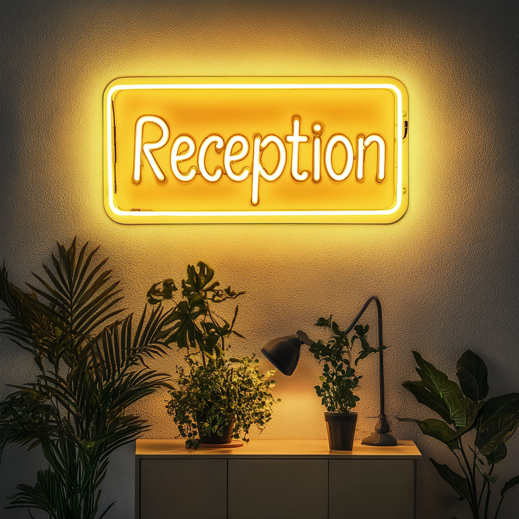 "Reception" - Yellow Neon Sign, 24 Inches