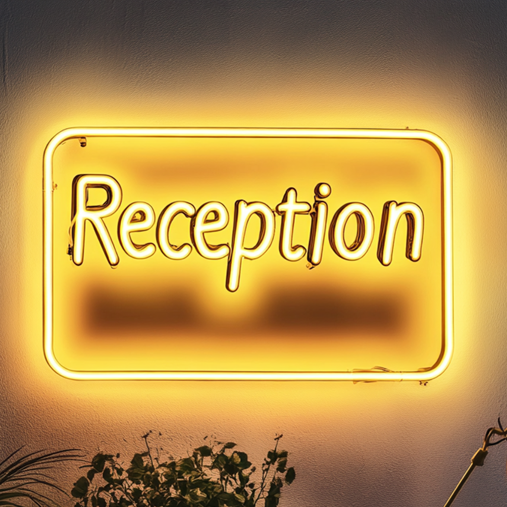 "Reception" - Yellow Neon Sign, 24 Inches