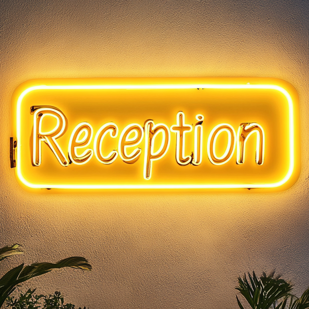 "Reception" - Yellow Neon Sign, 24 Inches